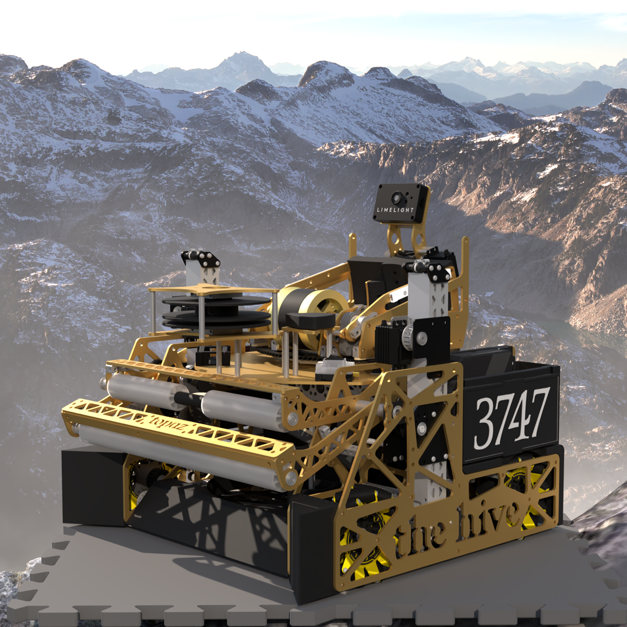 The Hive 3747's competition robot.